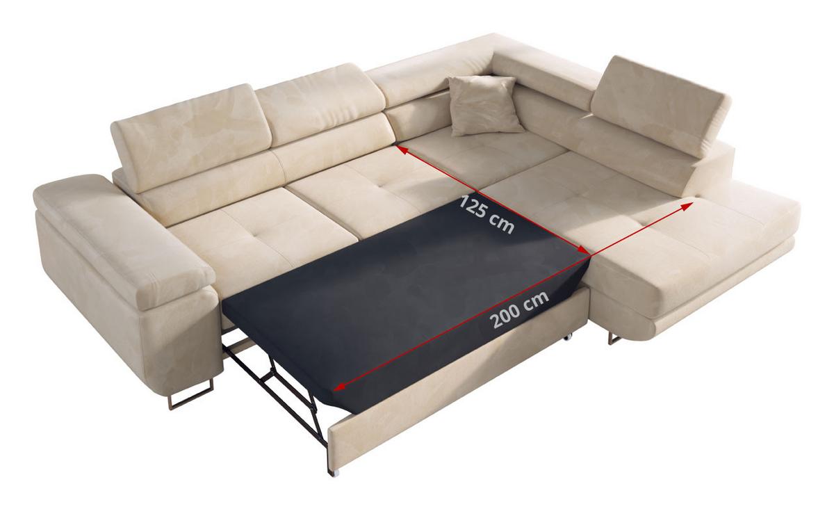 ECKSOFA GUSTAW L Beige Velvet Links Seite - Beige/Silberfarben, Textil/Metall (205/275cm) - MKS