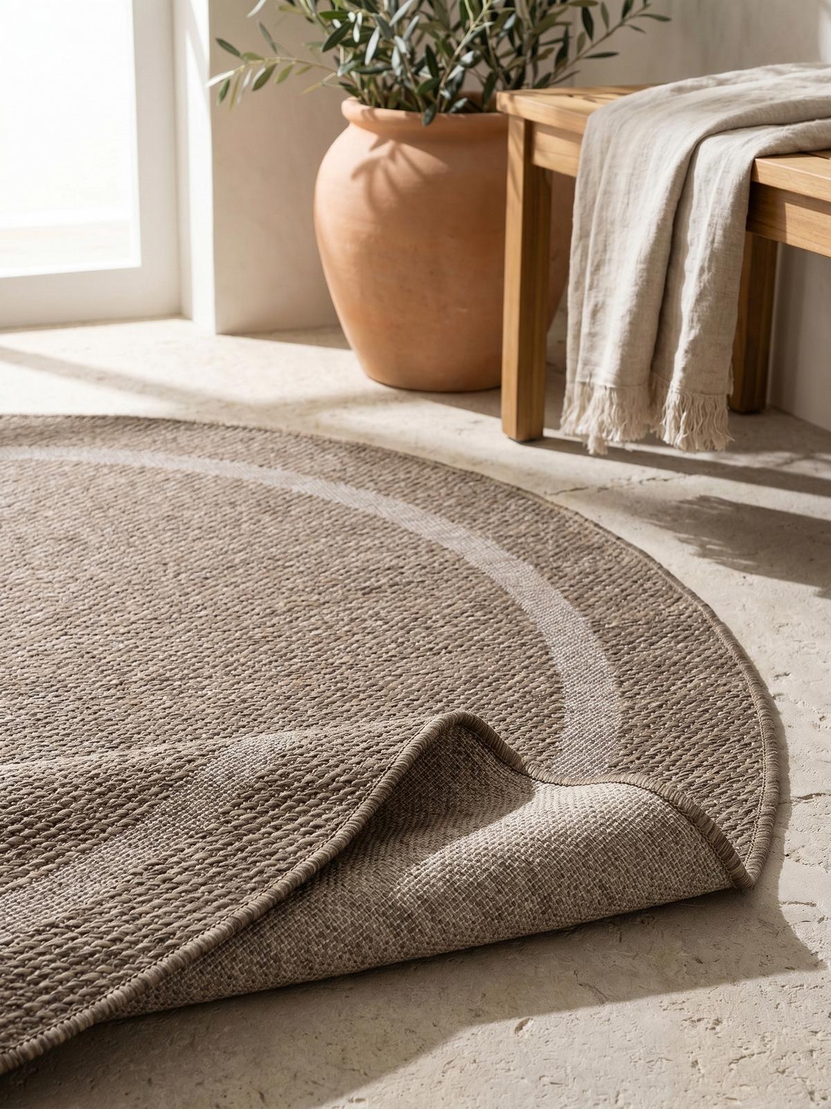 TEPPICH Outdoor ALSTER in Braun, einfarbig, Ø 200 cm - Braun, Textil (200/200cm) - KADIMA DESIGN