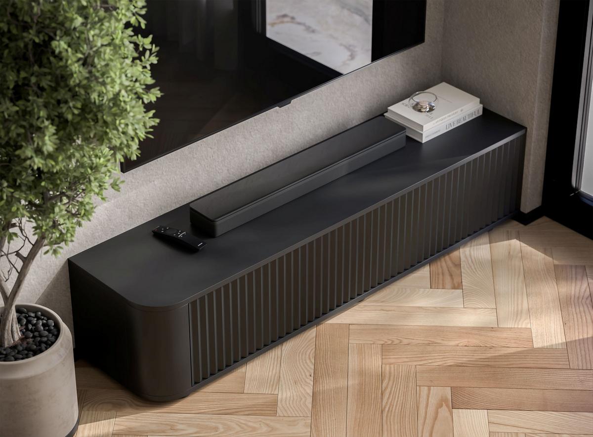 TV-LOWBOARD Aurora Schwarz matt 140 cm mit niedrigen Füßen - Schwarz, Holzwerkstoff (140/31/35cm) - Meble Lindner