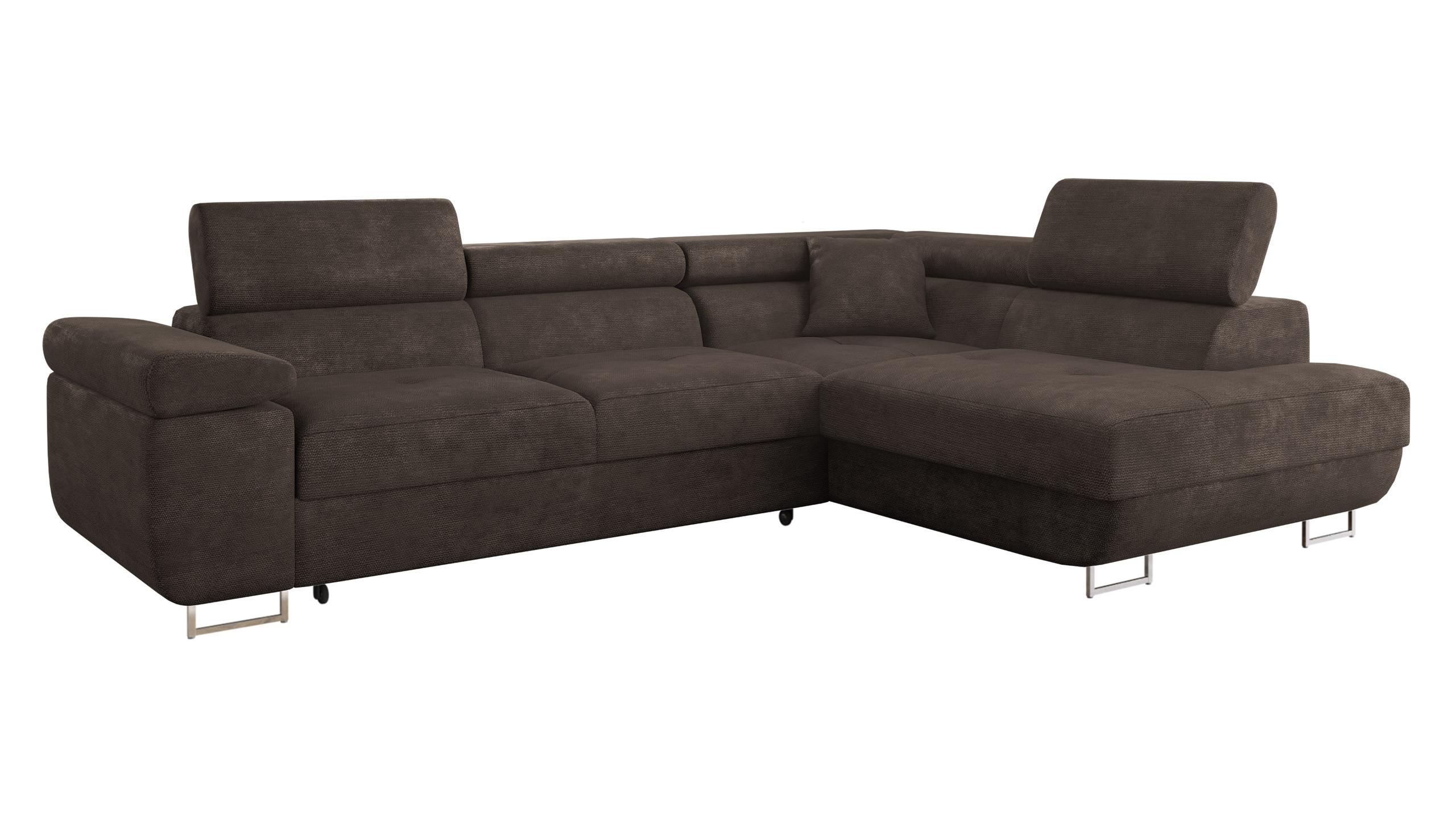 ECKSOFA Torezio, Seite: Rechts - Dunkelbraun, Holz/Textil (274/203cm) - MIRJAN24