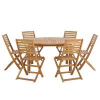 GARTENMÖBEL SET 6-Sitzer Akazienholz hellbraun Tolve - Hellbraun, Holz - Beliani