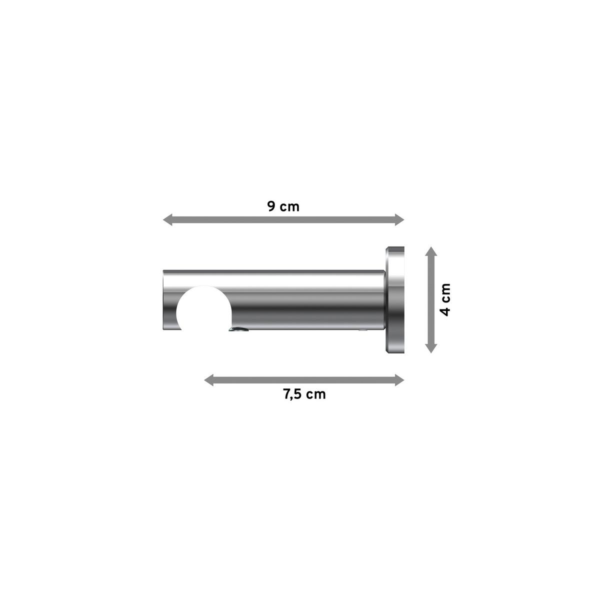 TRÄGER FÜR GARDINENSTANGEN 20 mm Ø, Platon 1-läufig, Chrom - Chromfarben, Metall (9/4/4cm) - INTERDECO