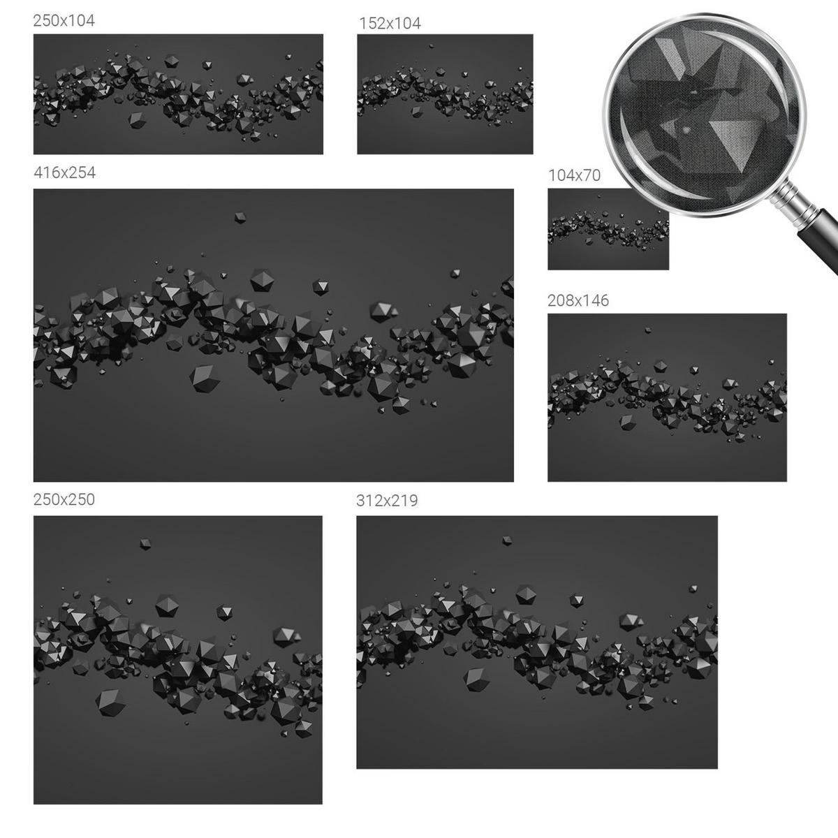 FOTOTAPETE 104x70 cm - Schwarze Klumpen - Weiß, Textil (104/70cm) - Wallfluent