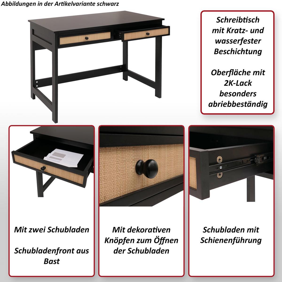 SCHREIBTISCH quadratisch Schwarz - Schwarz, Holz (60/110/78cm) - MCW