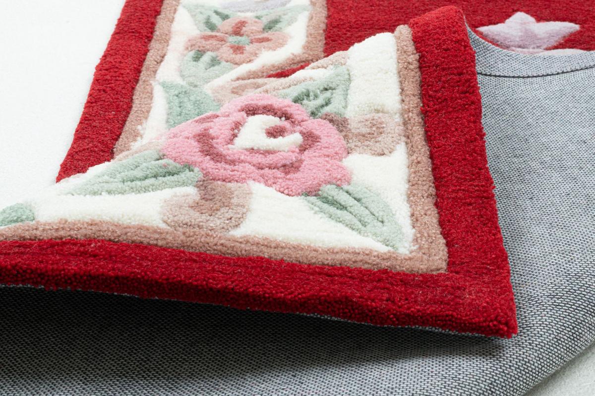 HANDTUFTTEPPICH Ming Bettumrandung 70x600 cm - Rot, Textil (70/600cm) - THEKO