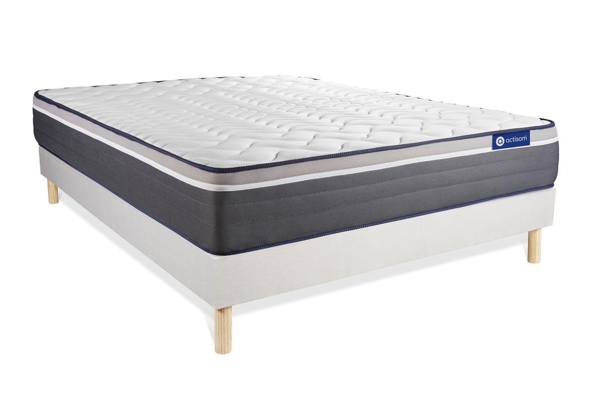 BETT Actimemo plus Memory-Schaum 120 x 190 cm h4 - Kit Bettgestell Weiß - Beige/Weiß, Karton/Holz (120/190cm) - ACTISOM