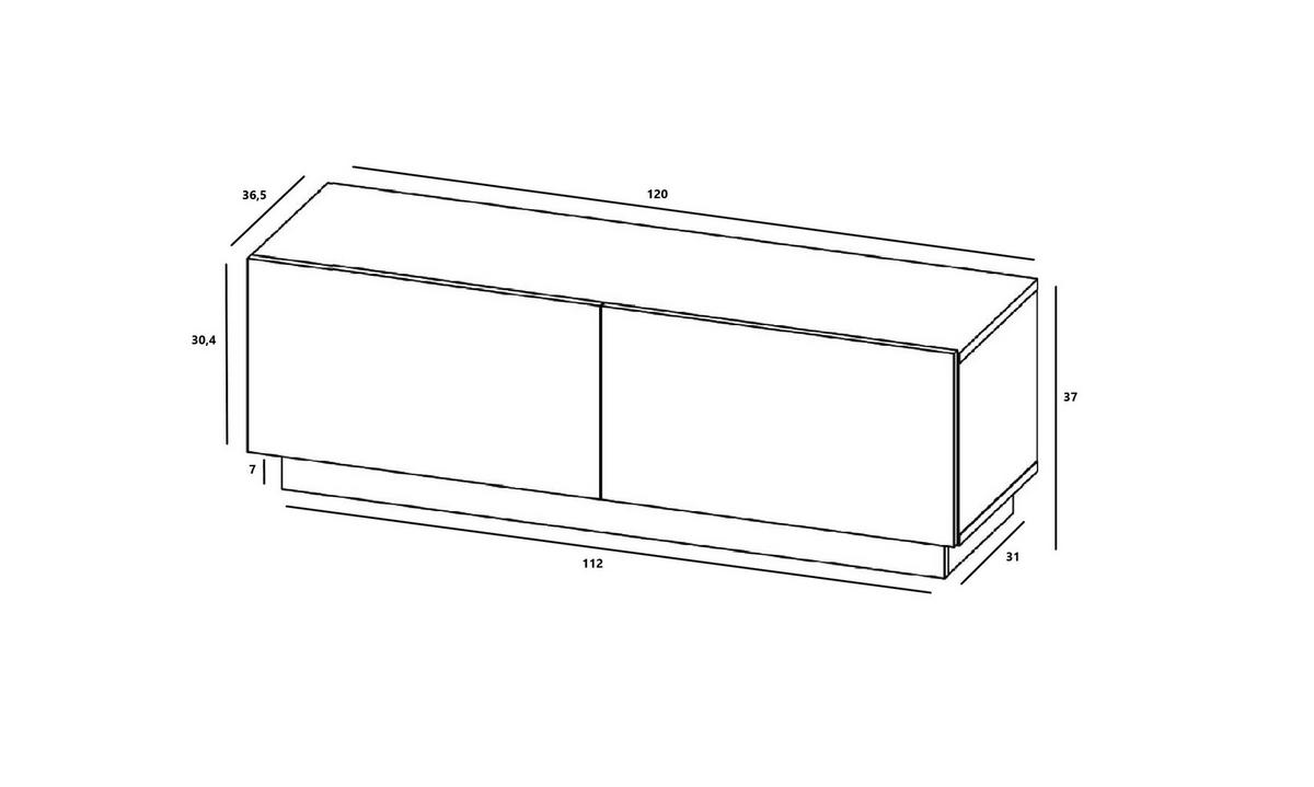 TV-SCHRANK Enjoy Eiche Kaschmir matt Loft 120 cm - Kaschmir, Holzwerkstoff (120/37/35cm) - Meble Lindner