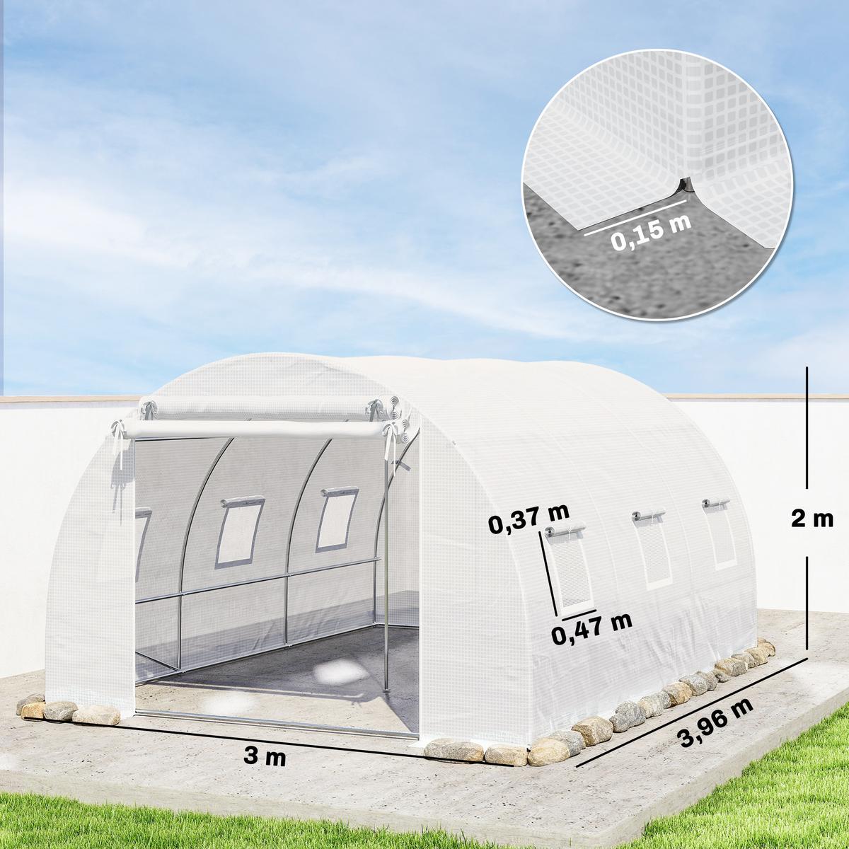 FOLIENGEWÄCHSHAUS PE Stahl Weiß - Weiß, Kunststoff (300/200/396cm) - Outsunny
