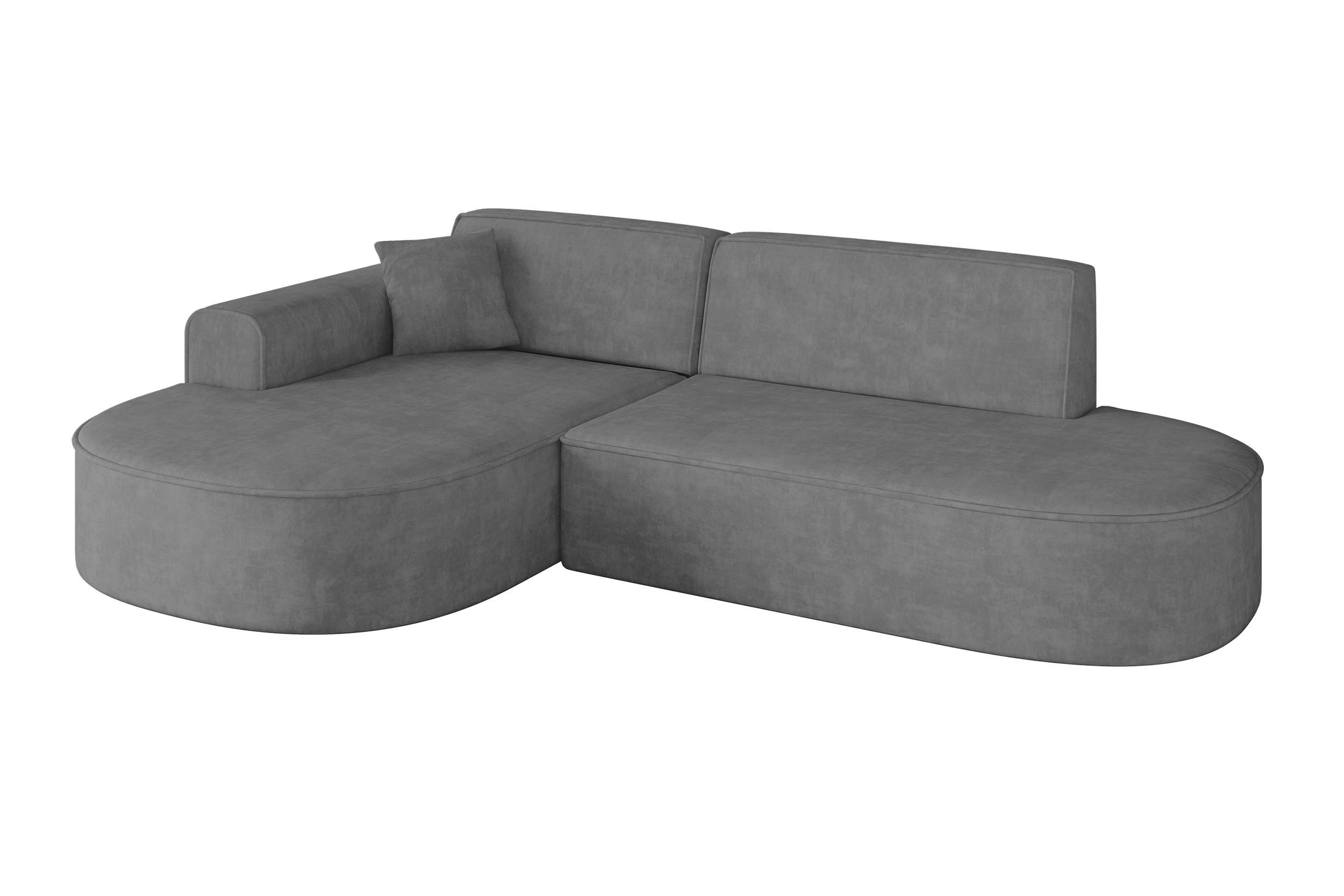 ECKSOFA Ottomane Links MARI-L1 - 243x171x79 cm Grau Velours - Schwarz/Grau, Holzwerkstoff/Kunststoff (243/171cm) - ALTDECOR