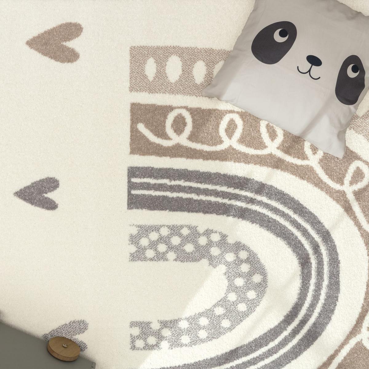 KINDERTEPPICH, mit Regenbogen-Motiv, Beige, Ø 200 cm - Beige, Textil (200/200cm) - KADIMA DESIGN