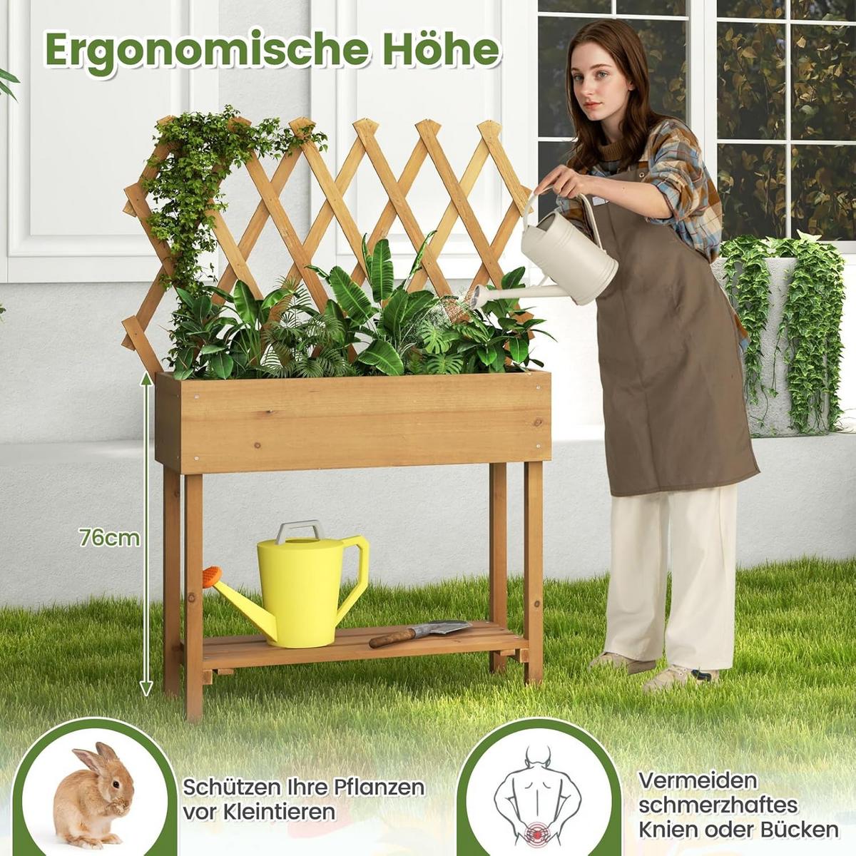 HOCHBEET Braun - Braun, Holz (90/19/29cm) - COSTWAY