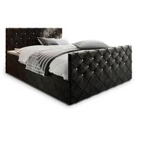 BOXBETT MANDI 160x200 cm mit Matratze und Topper - Schwarz - Schwarz, Holz (160/200cm) - MASSENO