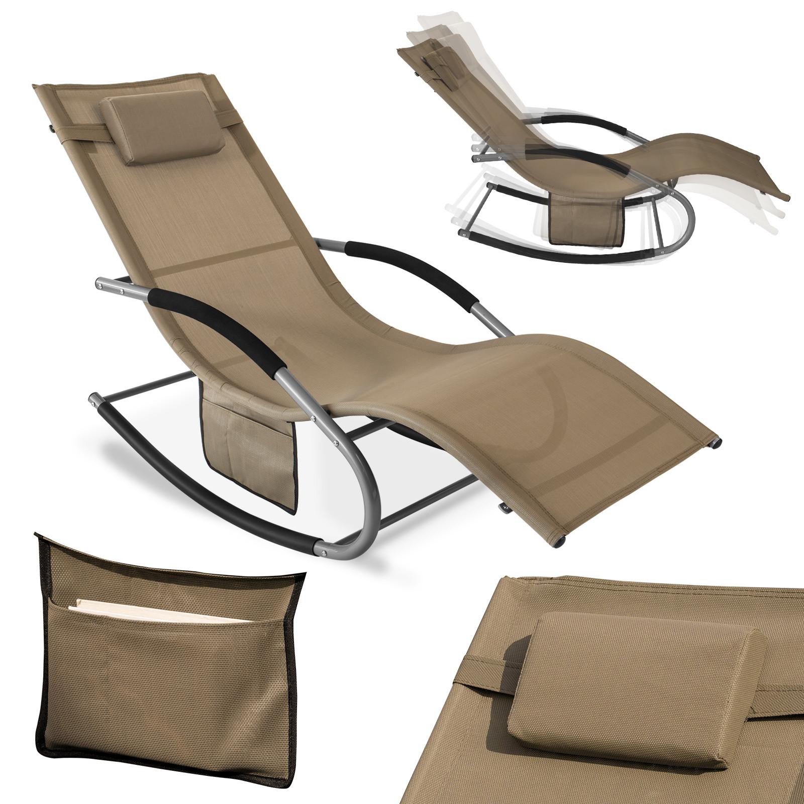 SONNENLIEGE mit Kopfkissen, Gartenliege bis 150kg, Braun - Braun, Metall (63/87/150cm) - SoBuy