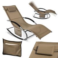 SONNENLIEGE mit Kopfkissen, Gartenliege bis 150kg, Braun - Braun, Metall (63/87/150cm) - SoBuy