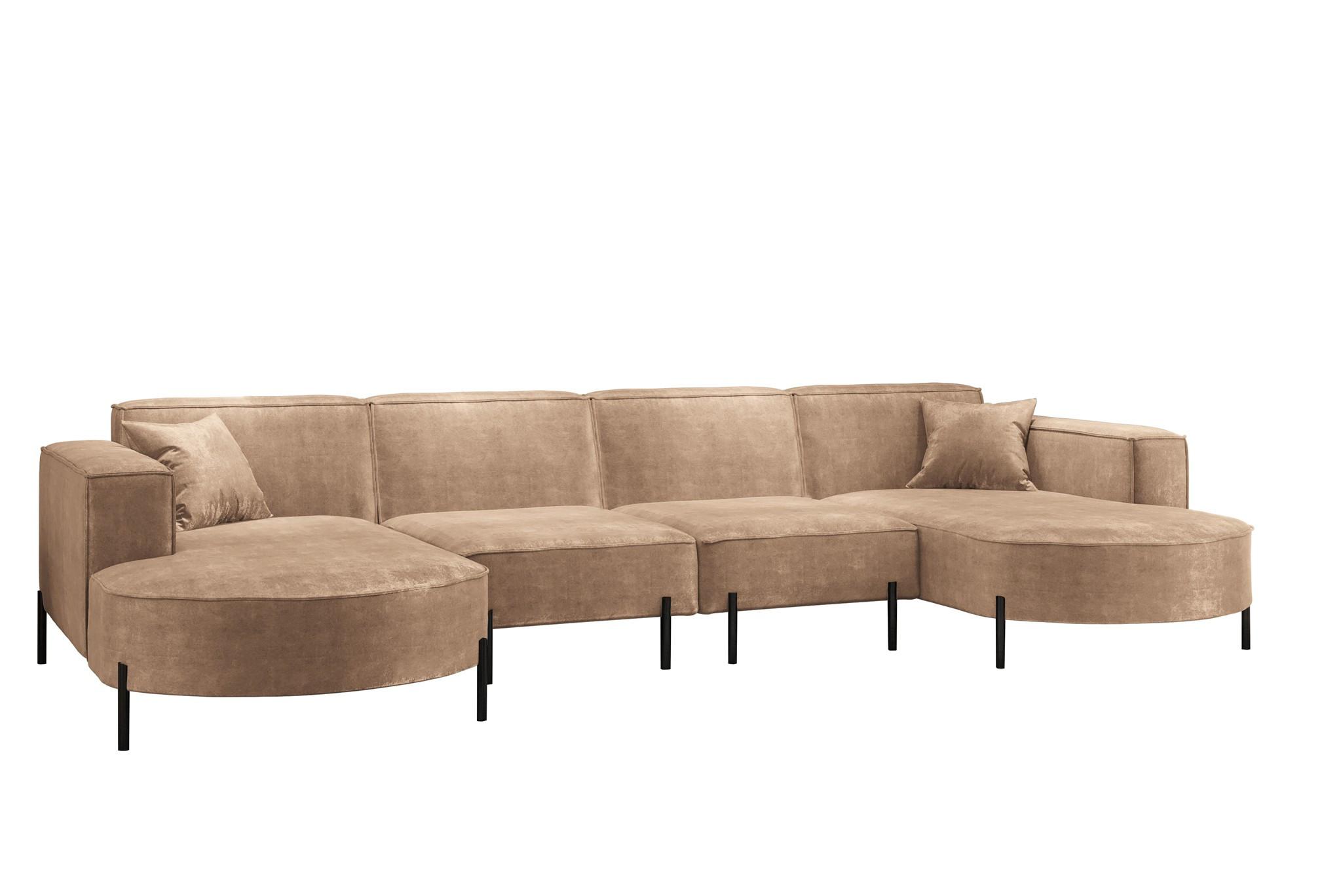 WOHNLANDSCHAFT Valencia Xl - Beige, Holzwerkstoff/Textil (384/80/165cm) - Fun Möbel
