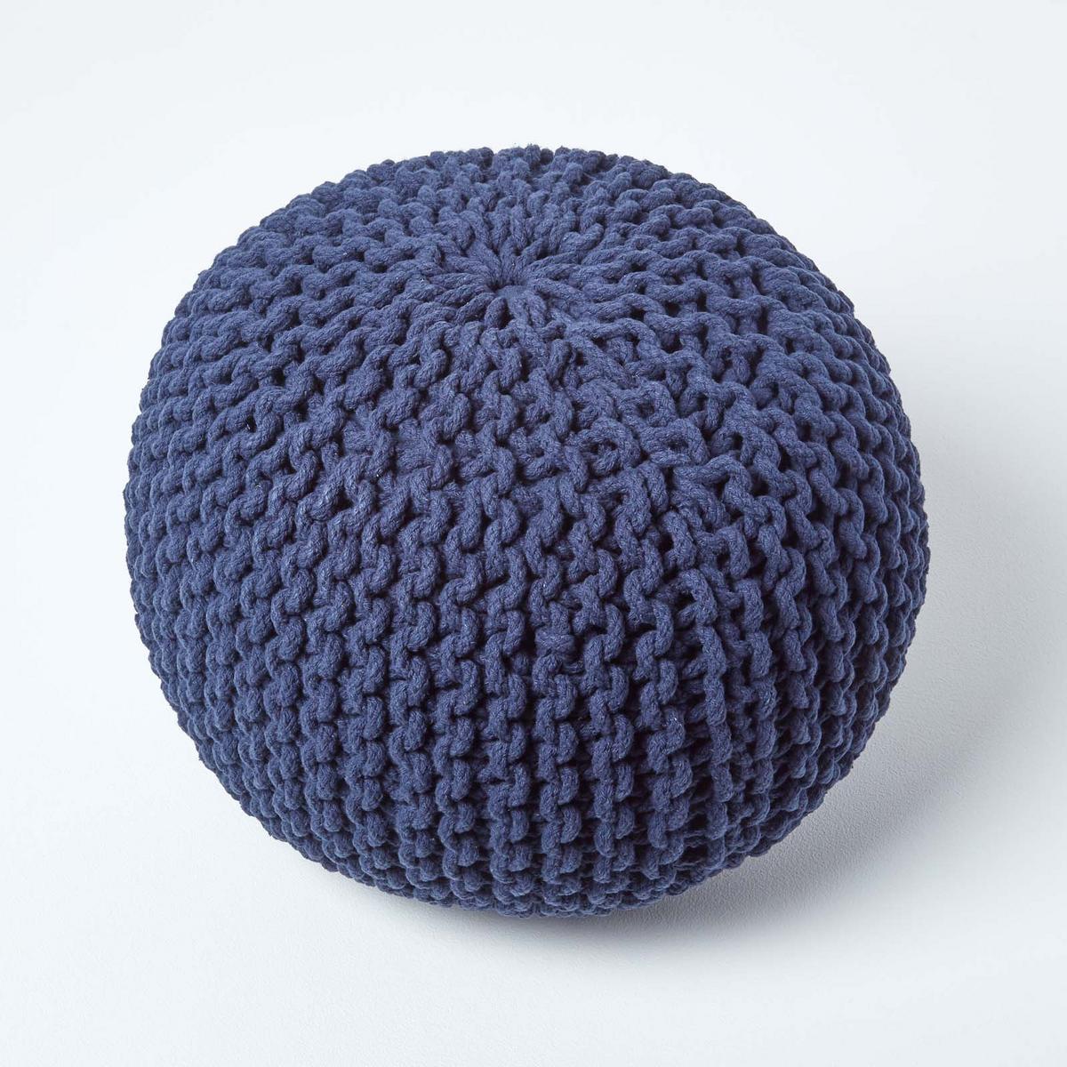 STRICK-POUF dunkelblau, 40/40/35 cm - Dunkelblau, Textil (40/35/40cm) - Homescapes
