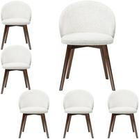 ESSZIMMERSTUHL MELIE 6er Set in Creme Chenille mit Dunkelbraunen Buchenholzbeinen 54/49/82 cm - Dunkelbraun/Creme, Holz/Textil (54/82/49cm) - WFL GROUP