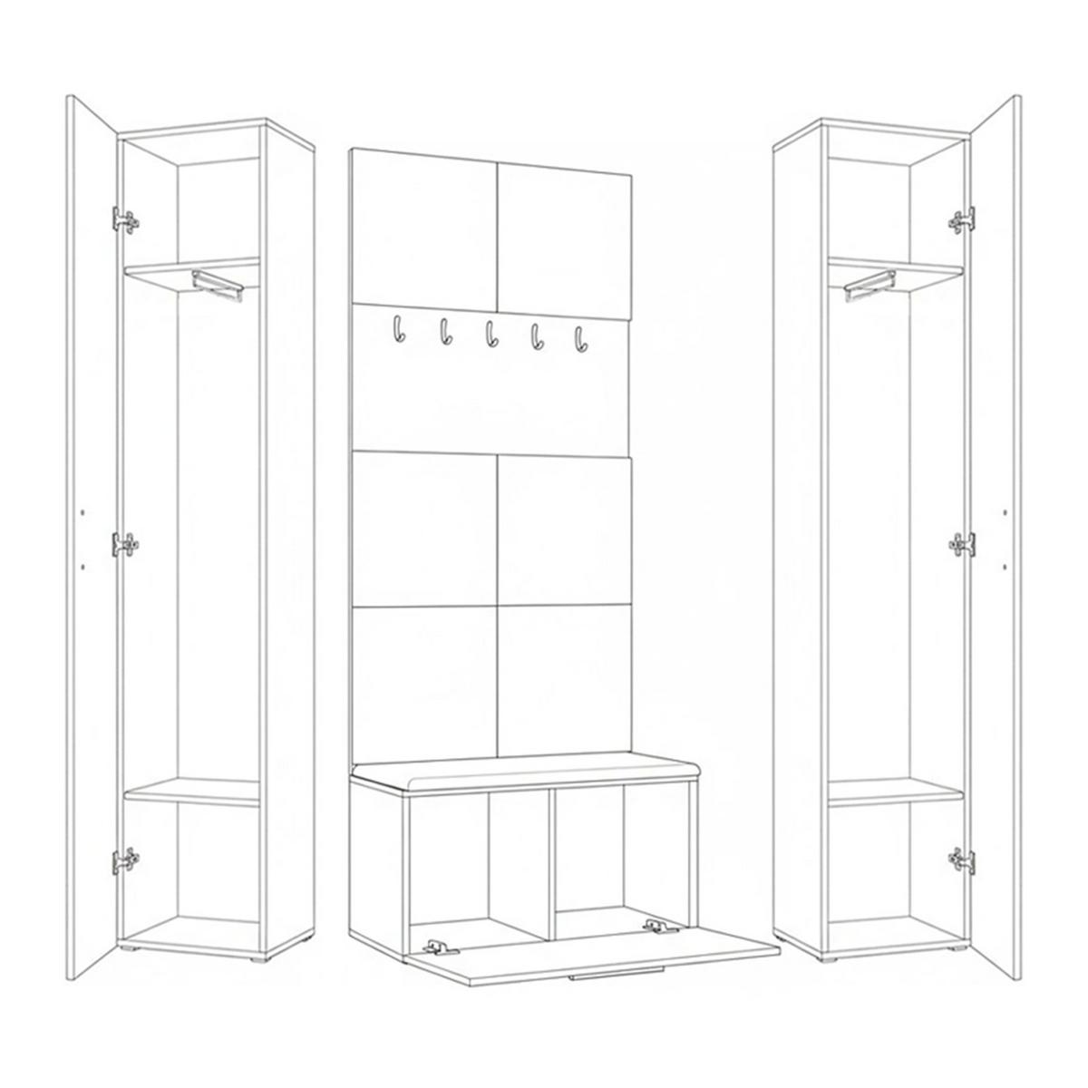 GARDEROBENSCHRANK MODULO 160,6/204/40 cm Modern Garderobe-Set Eiche Artisan - Eiche Artisan/Grau, Holzwerkstoff (160.6/204/40cm) - MASSENO