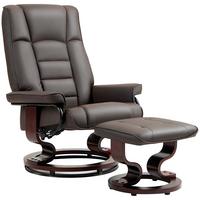 RELAXSESSEL mit Hocker, Drehbar Fernsehsessel mit Liegefunktion Kunstleder - Braun, Kunststoff (76/104/85cm) - HOMCOM