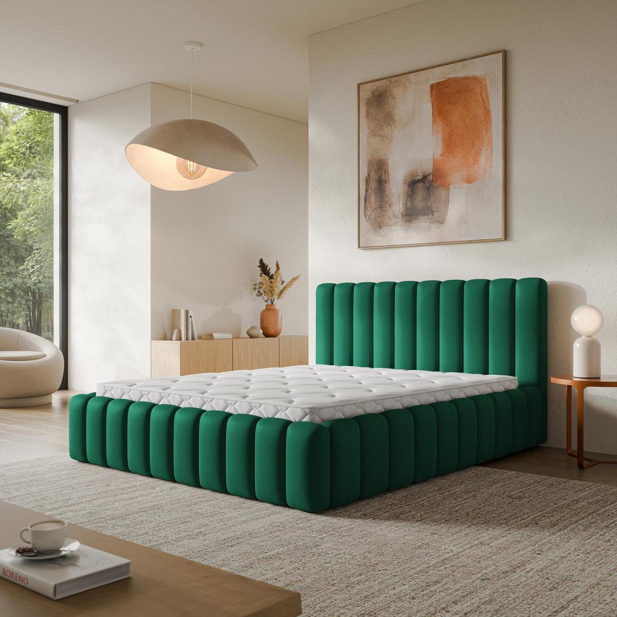 POLSTERBETT TEBA 200x200 cm mit Bettkästen - Grün - Grün, Holz/Textil (200/200cm) - MASSENO