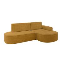 ECKSOFA mit Schlaffunktion und Bettkasten Ottomane Rechts MARI-L1-S - 283x167x73 cm Senfgelb Cord - Gelb/Schwarz, Holzwerkstoff/Kunststoff (167/283cm) - ALTDECOR
