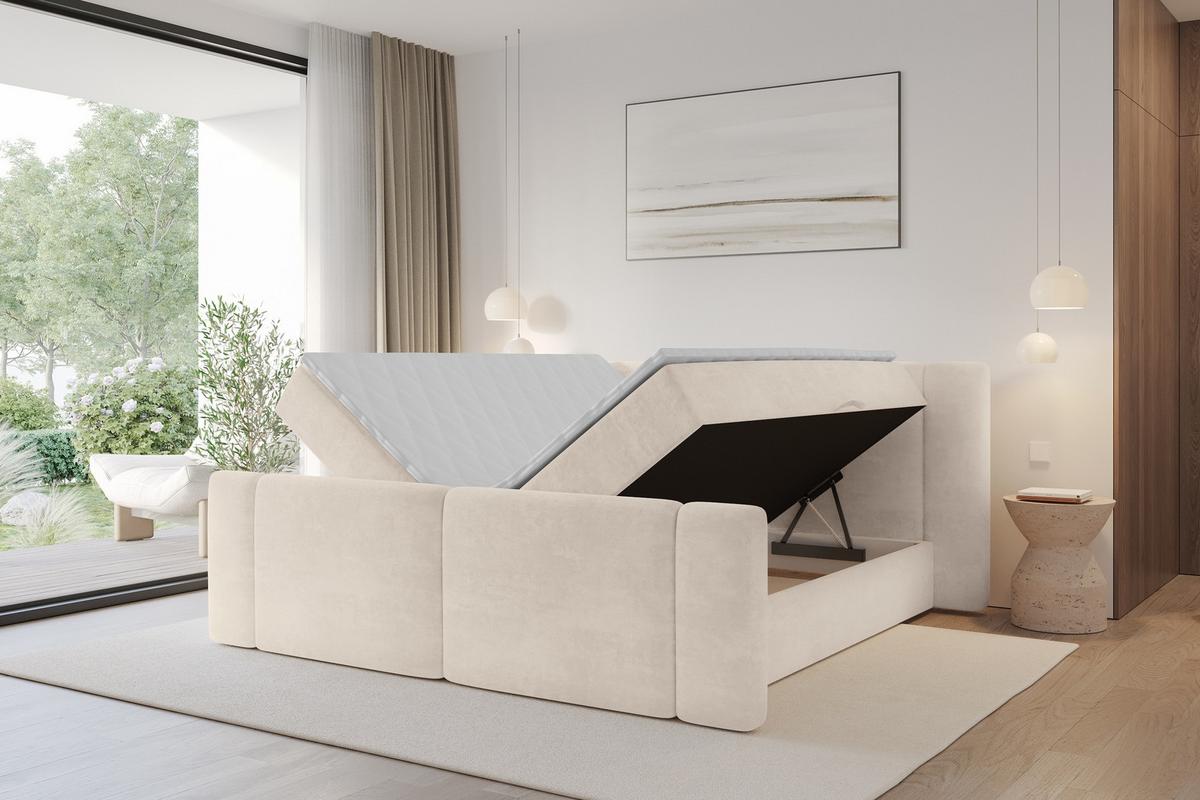 BOXBETT mit Matratze H3 - EVON Zanozek - 180x200 cm Beige - Champagner, Holzwerkstoff (180/200cm) - ALTDECOR