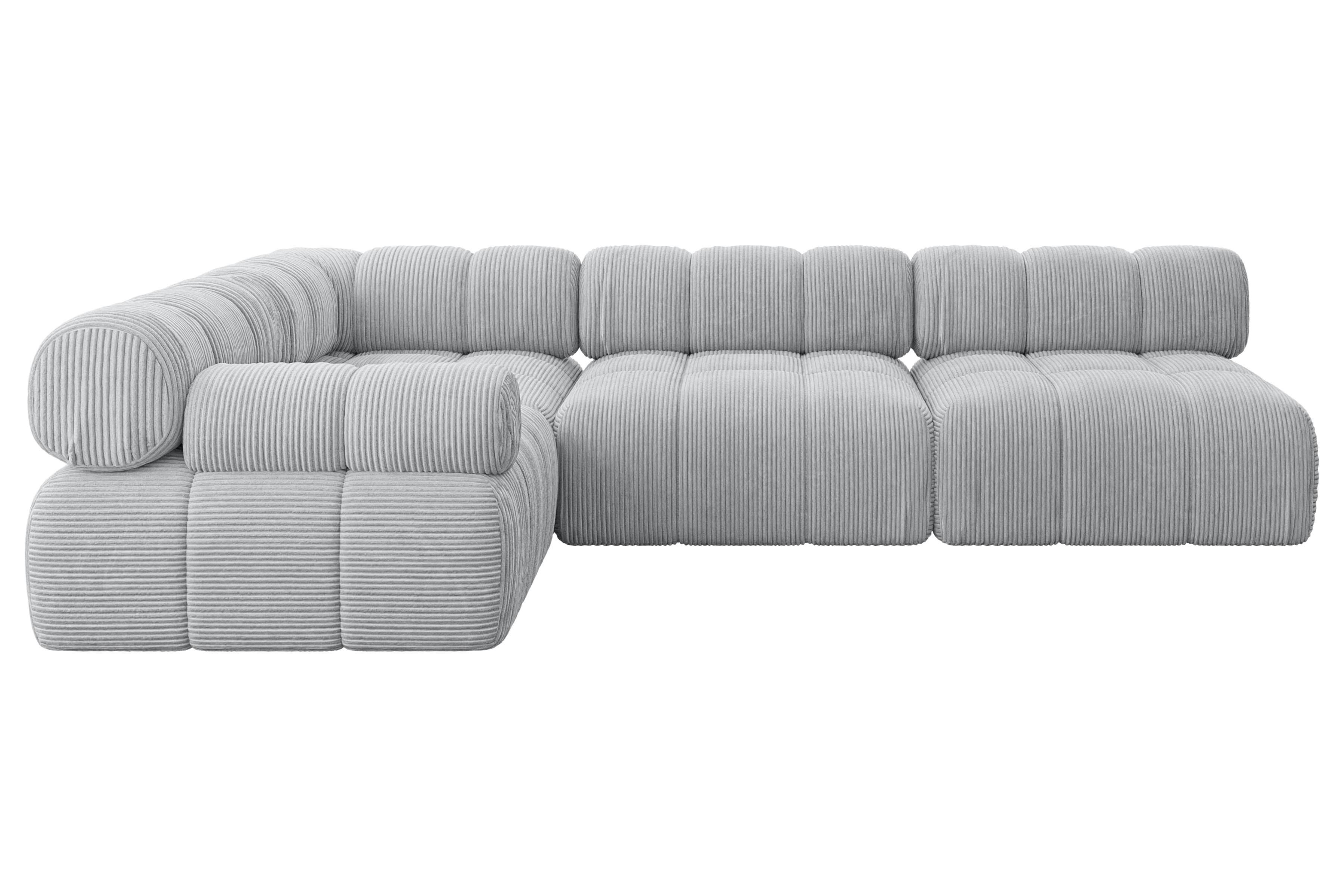 ECKSOFA modulares Sofa Mende-L2 - 285x190x70 cm Grau Cord - Grau, Holzwerkstoff/Textil (285/190cm) - ALTDECOR
