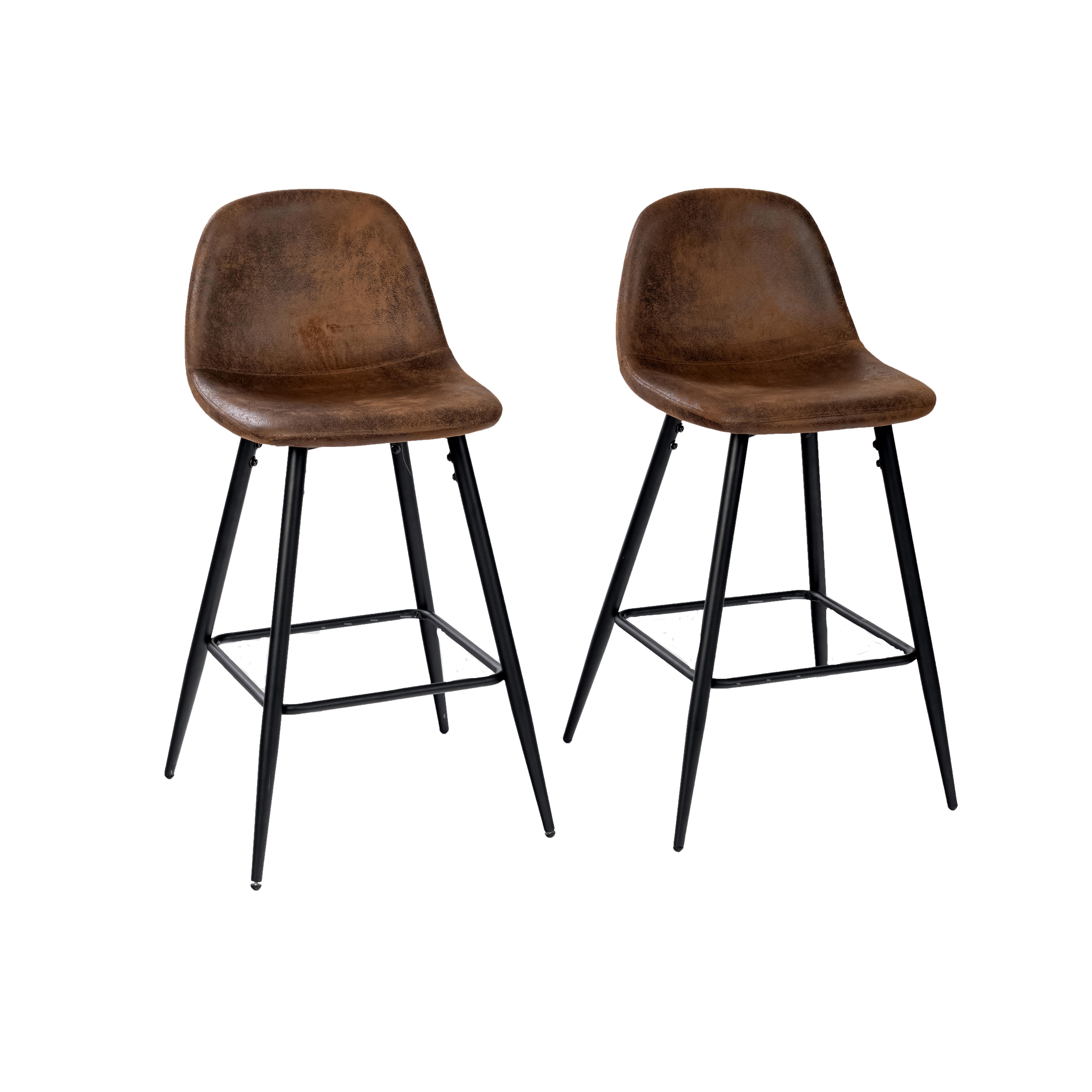 BARHOCKER-SET 2 Stück - Schwarz/Braun, Textil/Metall (47/92/50cm) - Urban Meuble