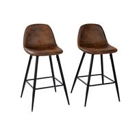 BARHOCKER-SET 2 Stück - Schwarz/Braun, Textil/Metall (47/92/50cm) - Urban Meuble
