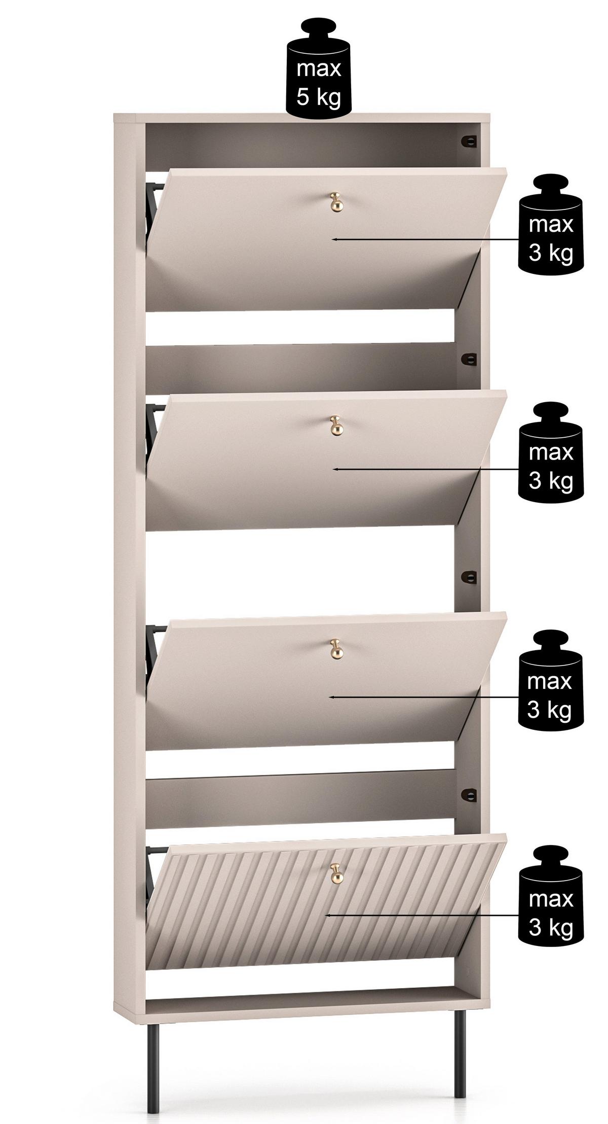 SCHUHKIPPER Caletto 60 cm - Kaschmir/Goldfarben, Holzwerkstoff/Metall (60/161.3/14.7cm) - Selsey