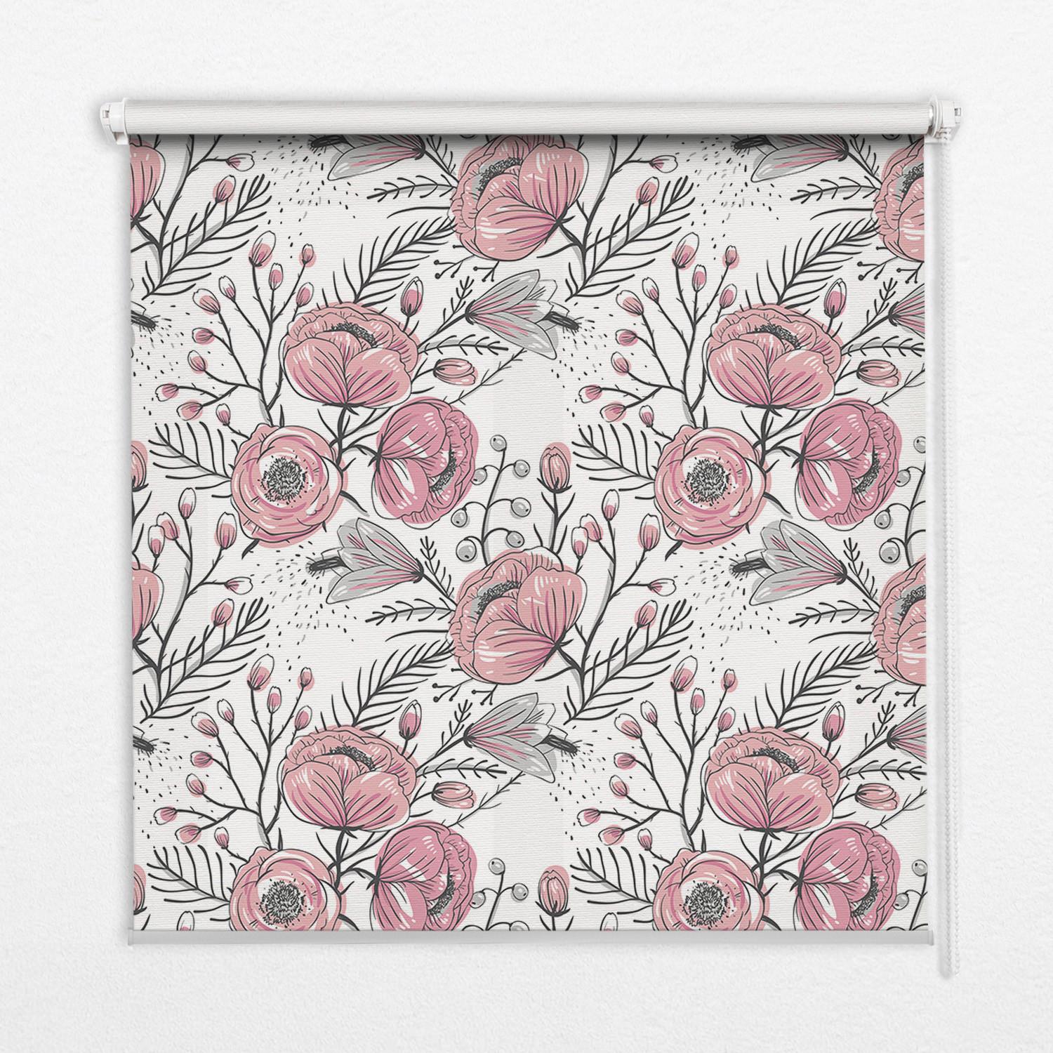 INNENROLLO - Fensterrollo - Rollo - 60x40 cm - Blütenknospen von einem Baum - Pink, Kunststoff (60/140/0.5cm) - TULUP