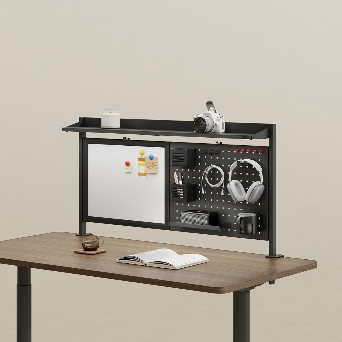 SCHREIBTISCH-ORGANIZER Virvik - Schwarz, Holzwerkstoff/Metall (116.5/20/72.5cm) - [en.casa]