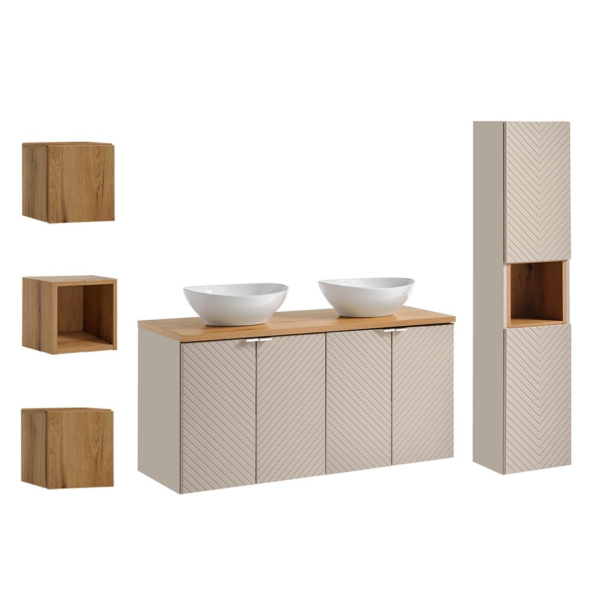 BADMÖBEL 120cm Manoa 2er-Set Kaschmir - Holz - Kaschmir, Holzwerkstoff (120/59/40cm) - Petits-meubles