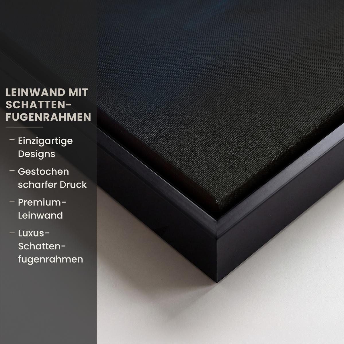 LEINWAND Bilder mit Rahmen - Baum - Blau - Blätter - Pinselstriche - 80x60 - Blau, Textil (80/60cm) - MuchoWow