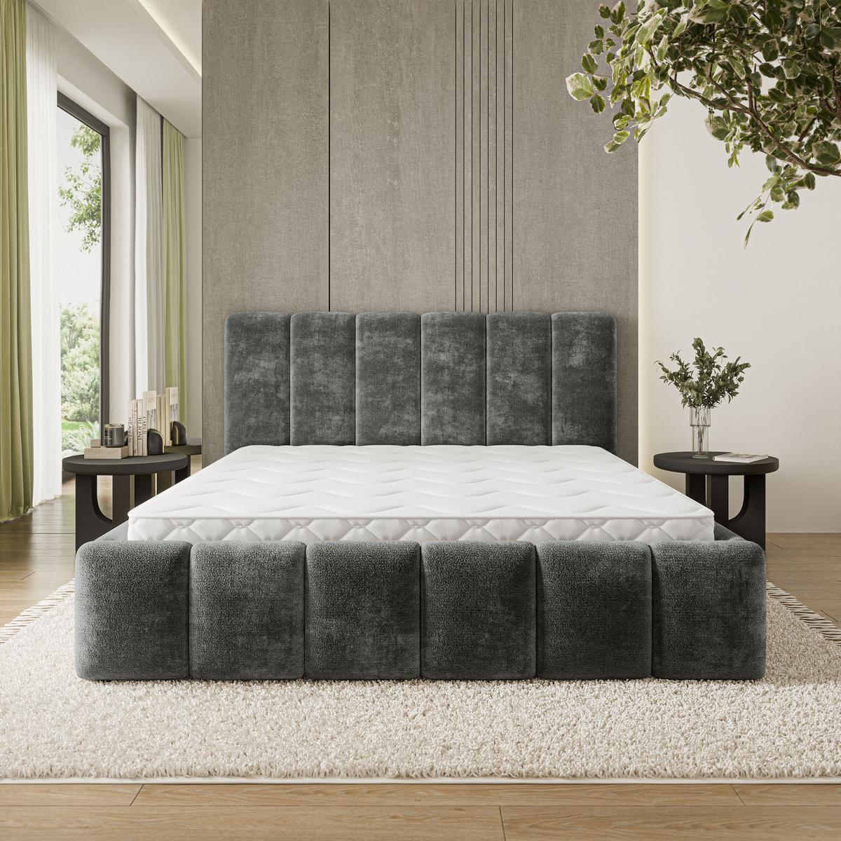 POLSTERBETT ATTORA LM 200x200 cm mit Bettkästen - Grau - Grau, Holz (200/200cm) - MASSENO