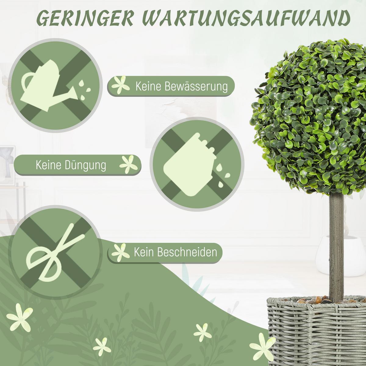 KUNSTPFLANZE 2er Set Kunststoff Zement Grün - Grün, Kunststoff (50cm) - HOMCOM