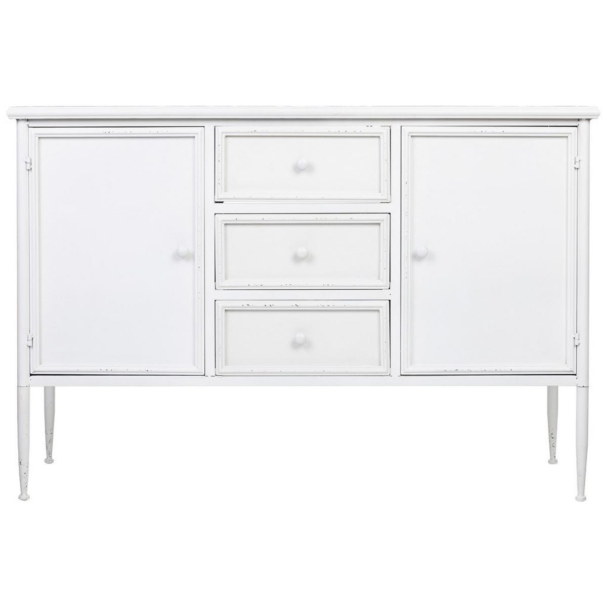 SCHRANK mit 2 Türen und 3 Metall-Schubladen 120x41x80 cm - Weiß, Metall (120/80/41cm) - Wanderlust
