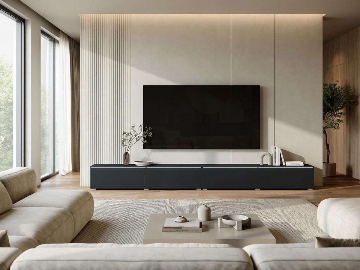 TV-LOWBOARD D300 mit weißer LED Beleuchtung - Silberfarben/Graphitfarben, Holzwerkstoff/Kunststoff (300/30/33cm) - MIRJAN24