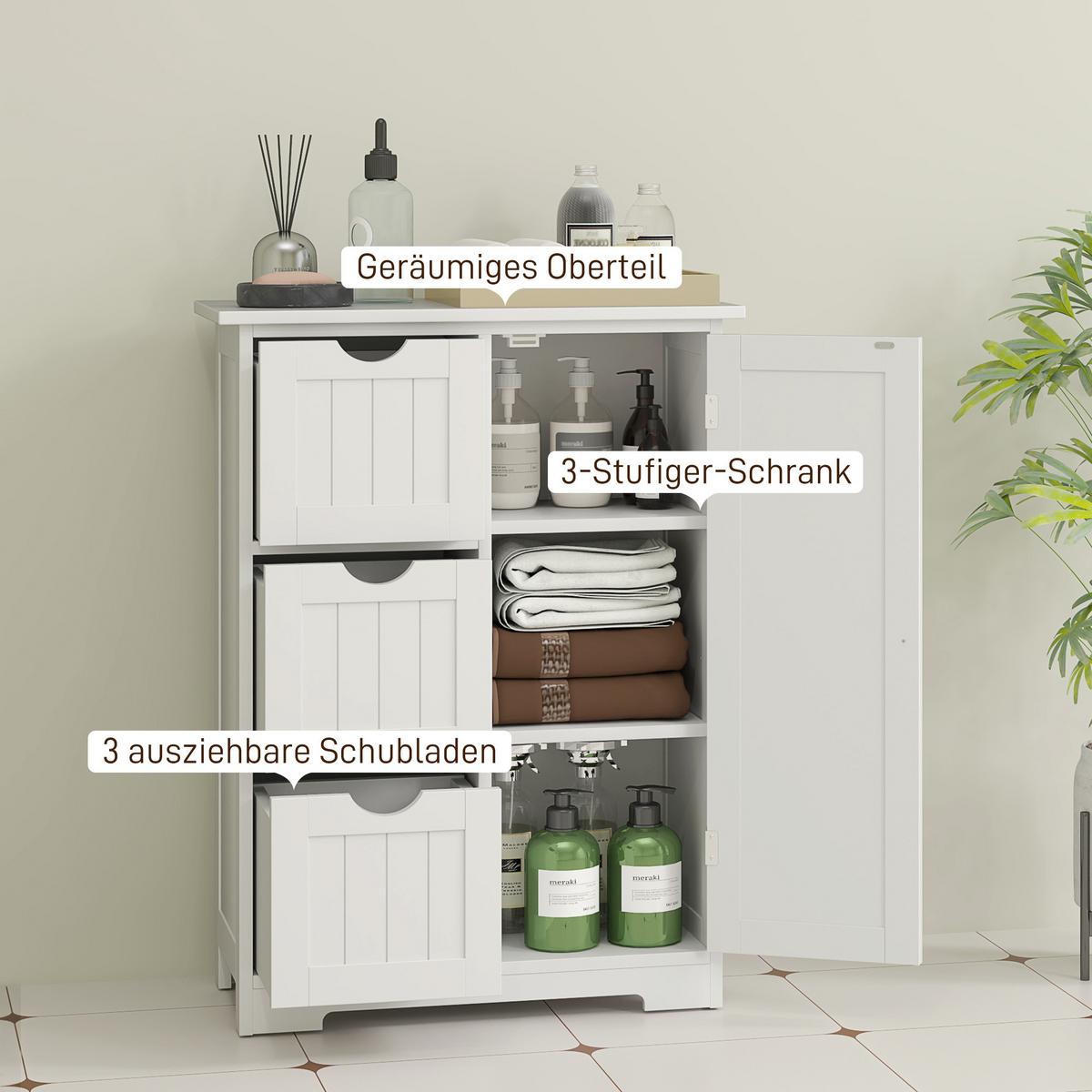 BADEZIMMERSCHRANK MDF Weiß - Weiß, Holzwerkstoff (30/80/60cm) - HOMCOM