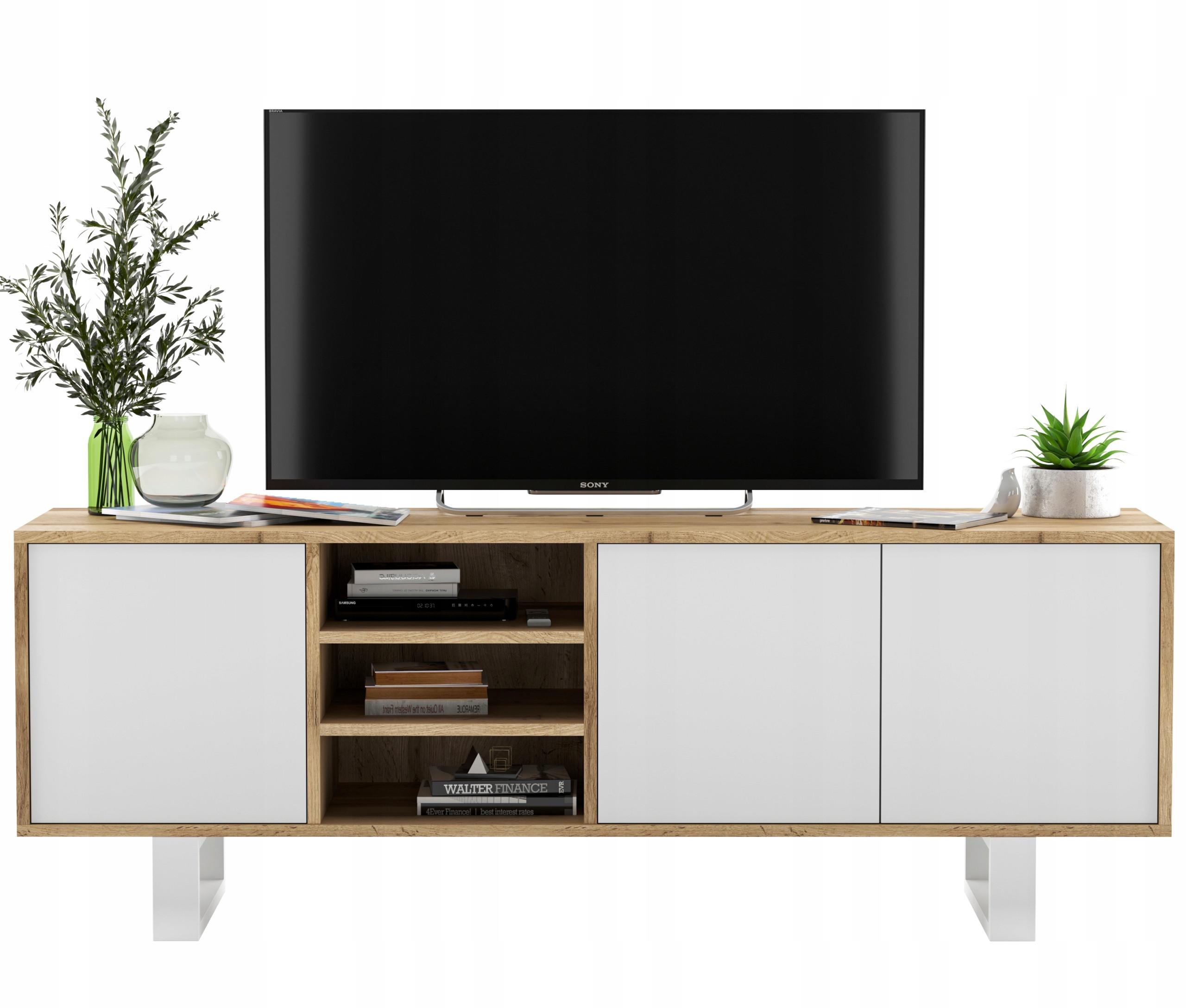 TV-LOWBOARD Apollo Eiche wotan Weiß Matt mit Metallbeinen 150 cm - Weiß, Holzwerkstoff/Metall (150/53/35cm) - Meble Lindner