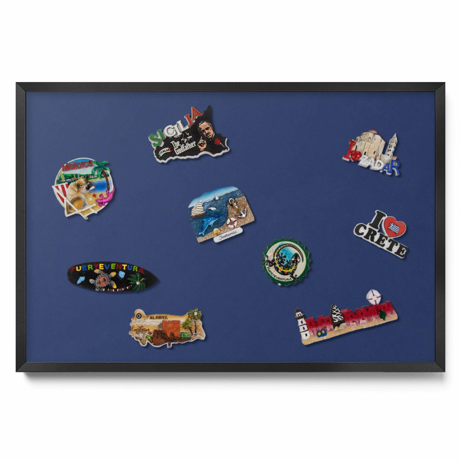 MAGNETTAFEL 60x40 cm Schwarzer Rahmen Dunkelblau - Blau, Metall (60/50/0.4cm) - TULUP