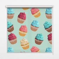 INNENROLLO - Fensterrollo - Rollo - 120x140 cm - Cupcakes - Blau, Kunststoff (120/140/0.5cm) - TULUP