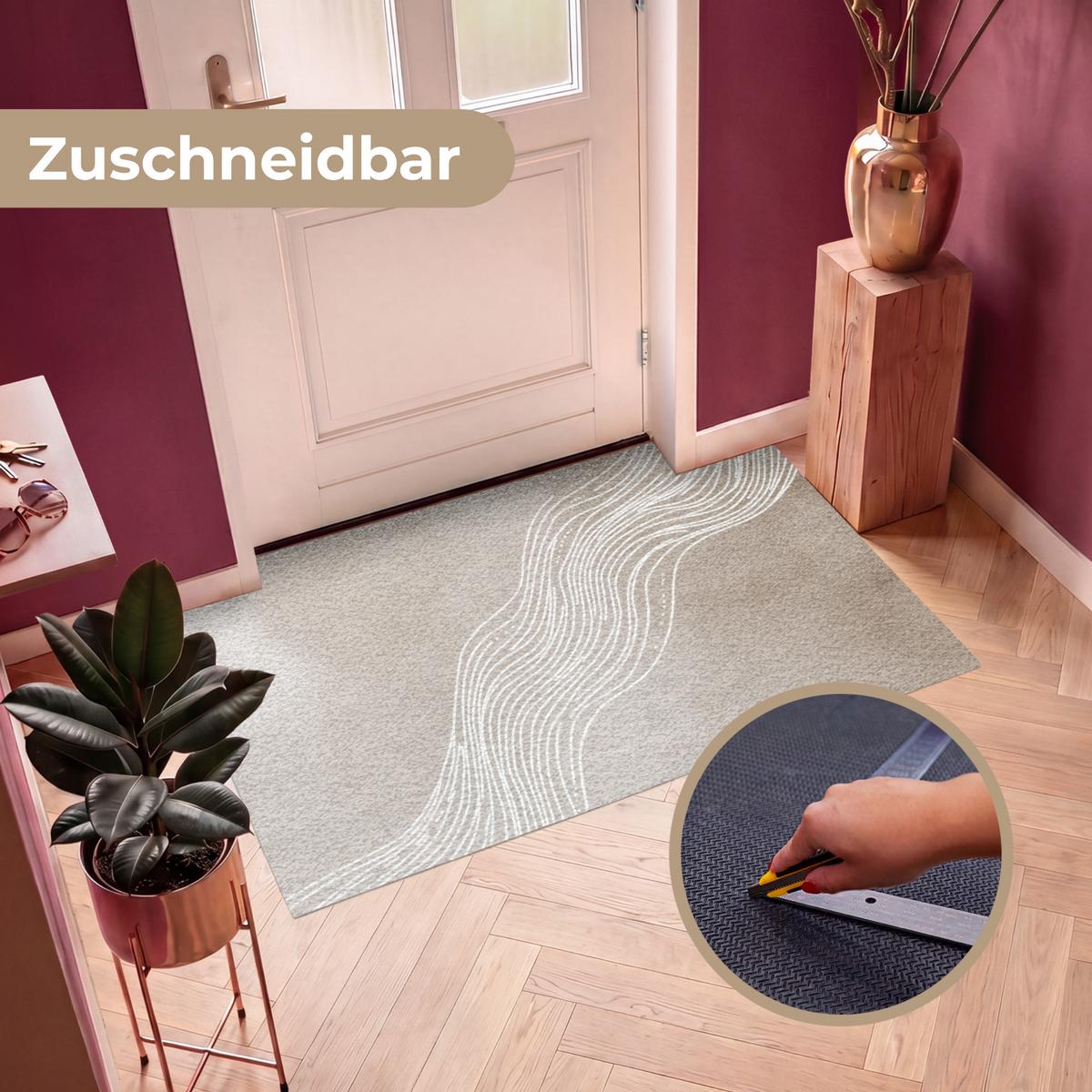 FUSSMATTE Wellenlinien - Fließend - Sandfarben Fußabtreter 150x90 cm - Beige, Kunststoff (150/0.4cm) - MuchoWow