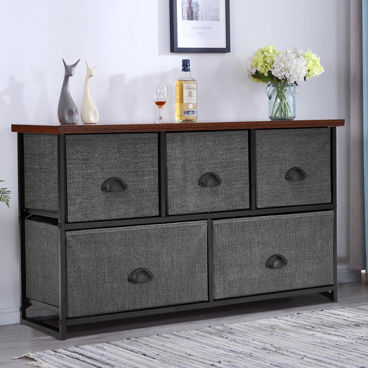 SCHUBLADENKOMMODE aus Stoff Schwarz - Schwarz, Holz (100/54/30cm) - COSTWAY