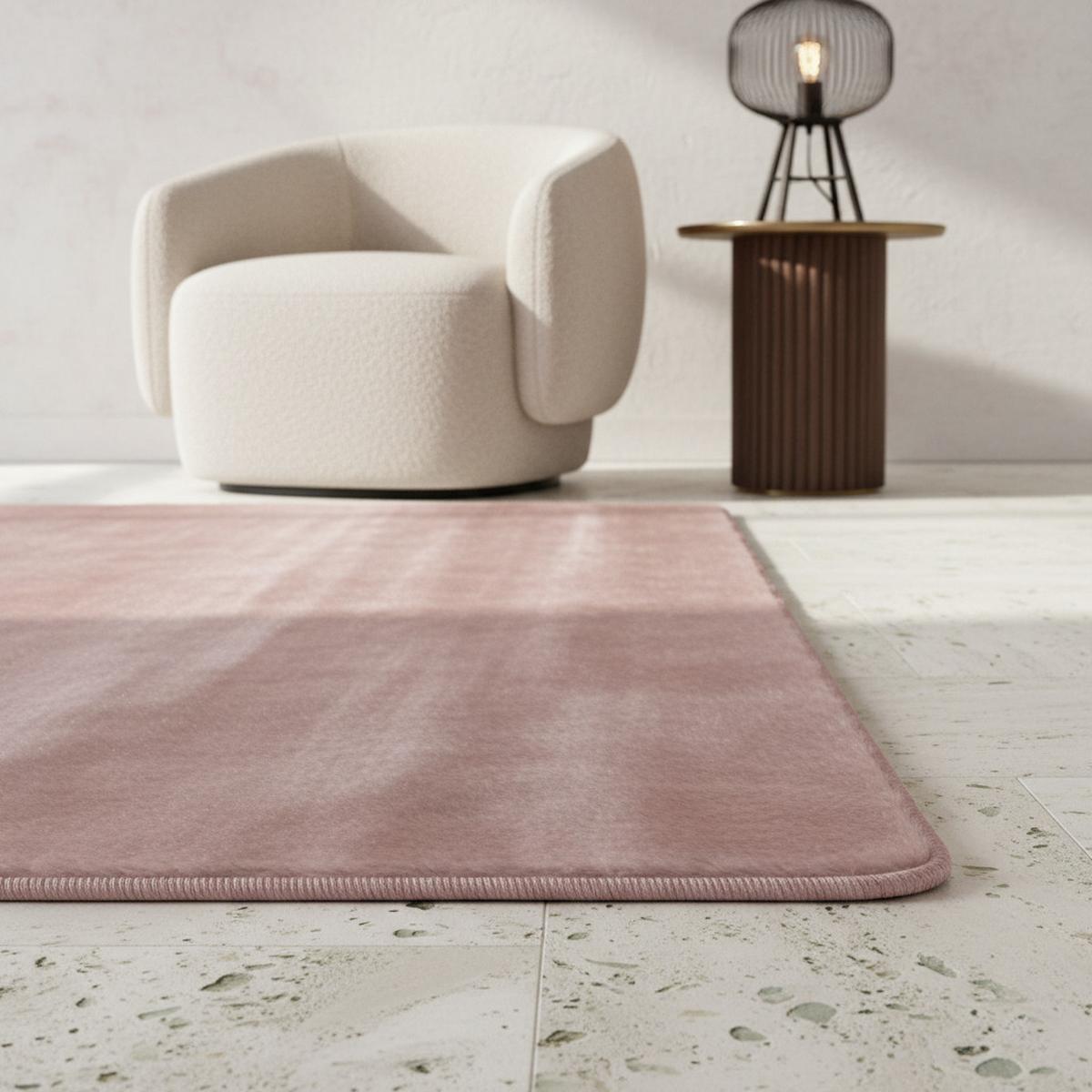 KURZFLORTEPPICH Waschbar ISAR, einfarbig, aus Polyester, Rosa, 80 x 250 cm - Rosa, Textil (250/80cm) - KADIMA DESIGN