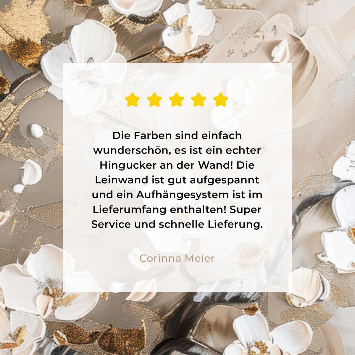 LEINWANDBILD Blumen - Weiß - Gold - Beige - Luxus Wandbilder 80x60 cm - Greige, Textil (80/60cm) - MuchoWow