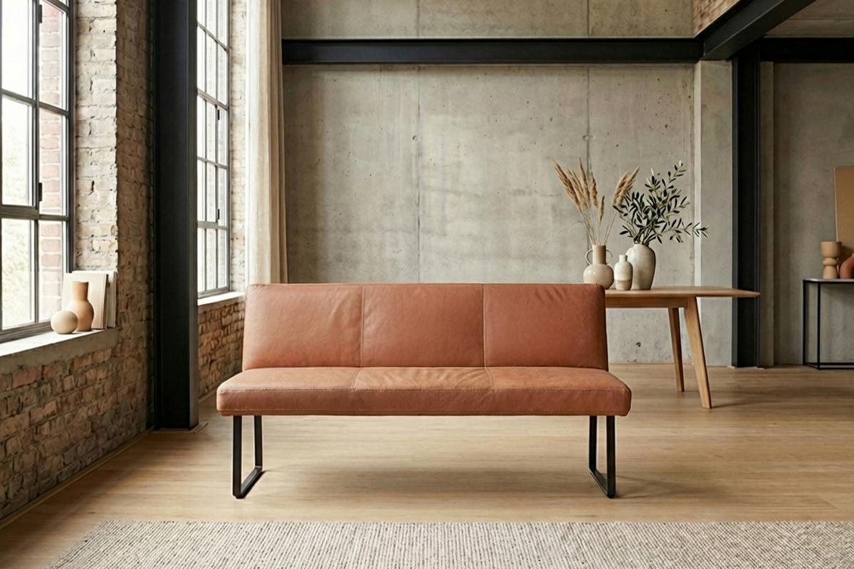 ESSZIMMERBANK ELEEN Braun Leder - Braun, Leder (223/85/69cm) - KAWOLA