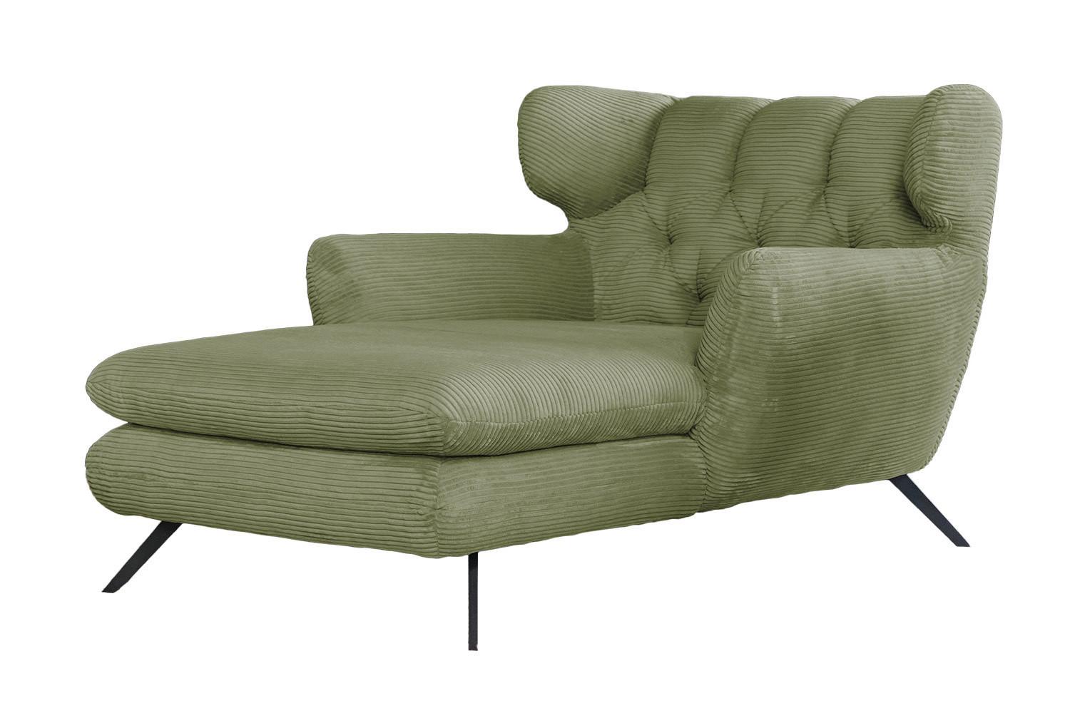 LONGSEAT CHAMRE Grün Cord - Schwarz/Olivgrün, Textil/Metall (130/95/160cm) - KAWOLA