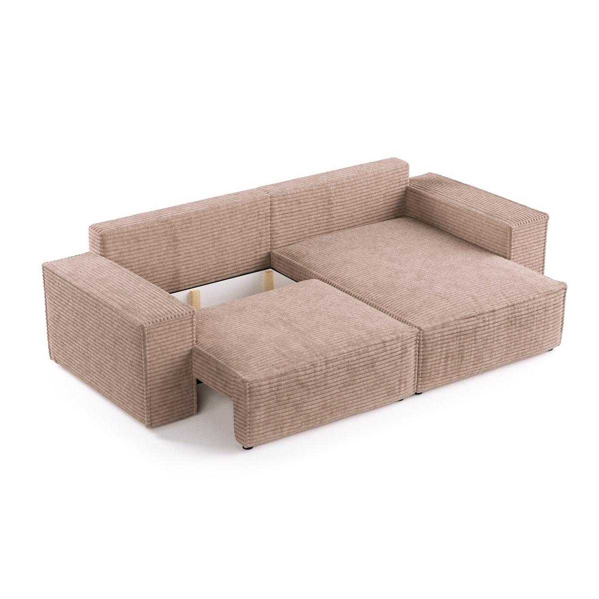 ECKSOFA SENSO mit Schlaffunktion Beige im Tilia Stoff - Beige/Schwarz, Holz/Holzwerkstoff (255/148cm) - AltaBeds