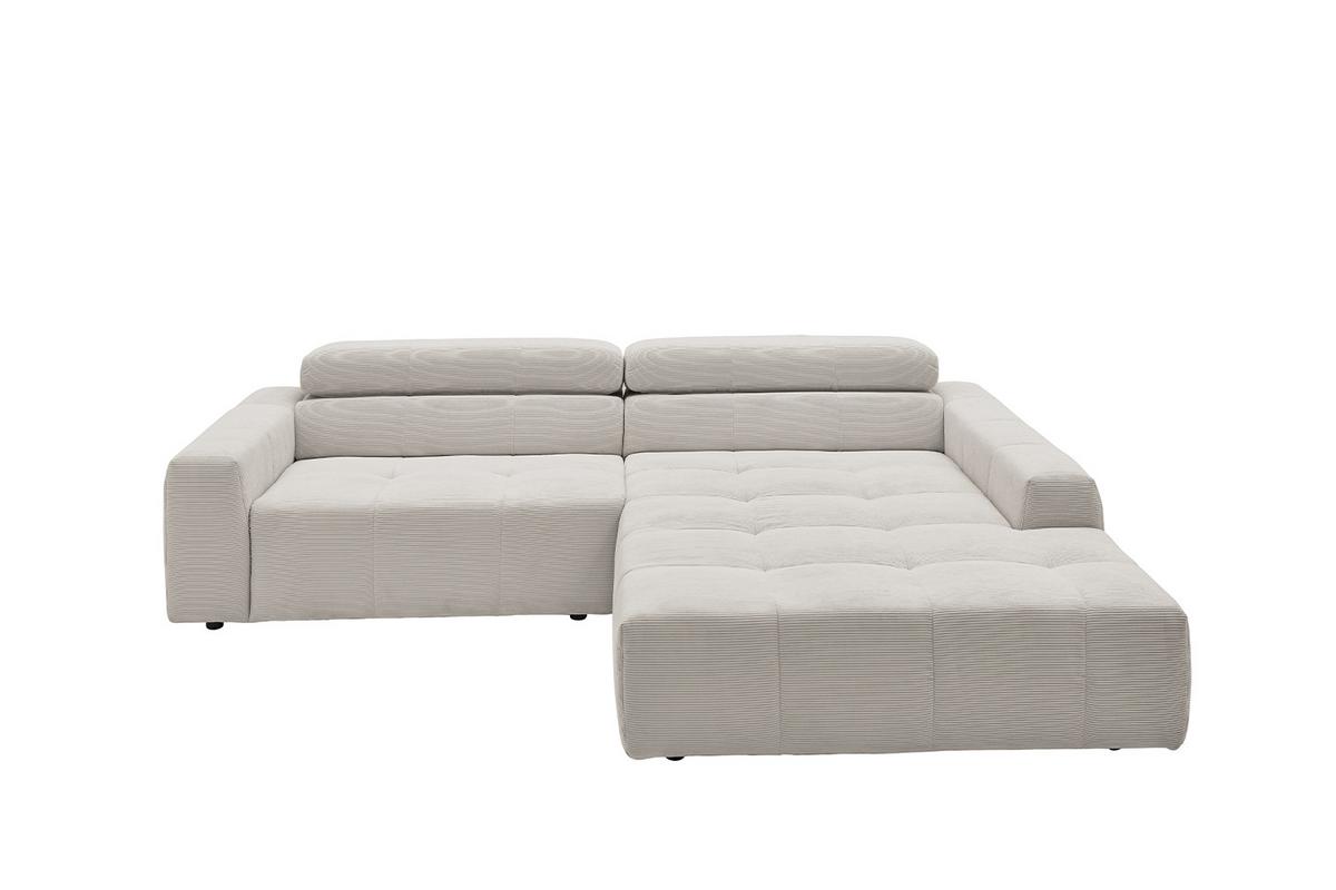 ECKSOFA RENO Silber Cord - Silberfarben/Schwarz, Kunststoff/Textil (258/217cm) - KAWOLA